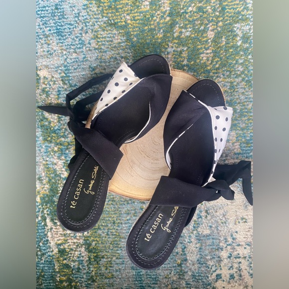 Vintage Y2K Té Casan G’auluce Seldi black white polka dot espadrilles, EU 37 - Picture 5 of 16
